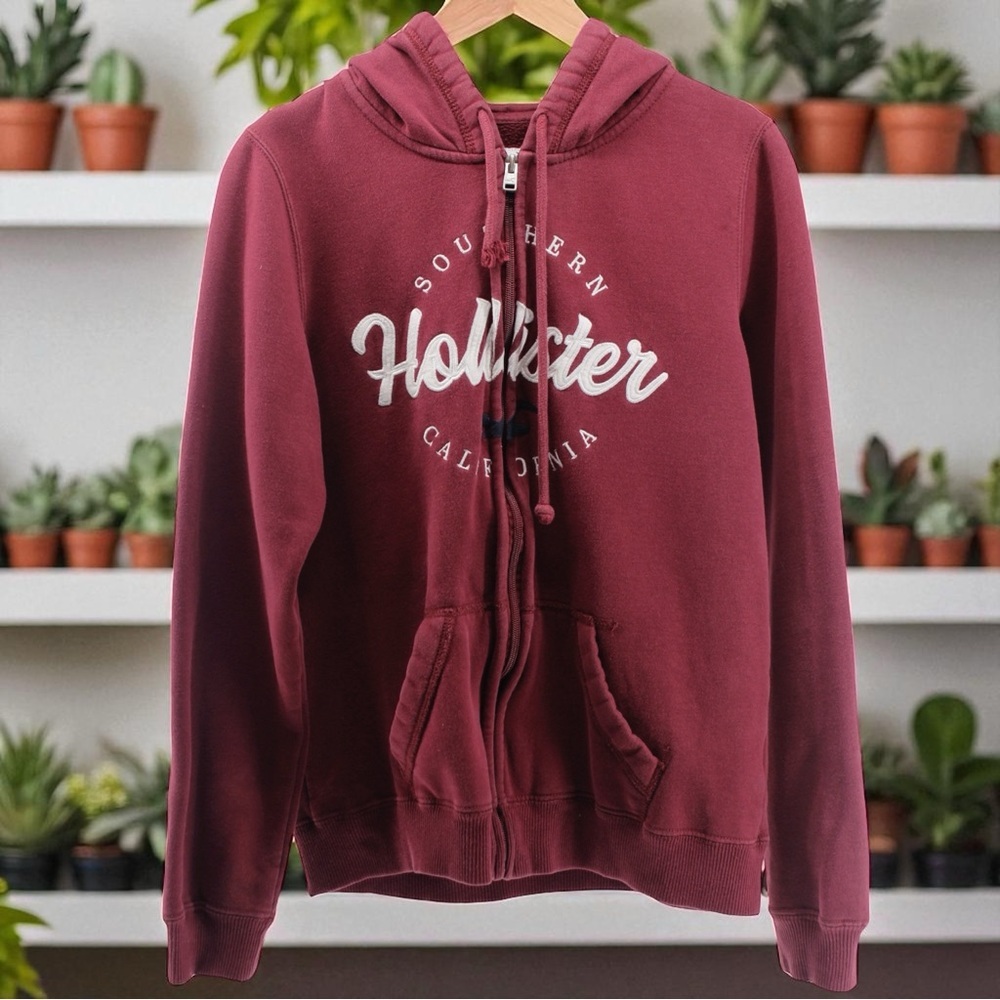 Hollister‎ Y2K Spellout Zipper Hooded Jacket Academia College Size S